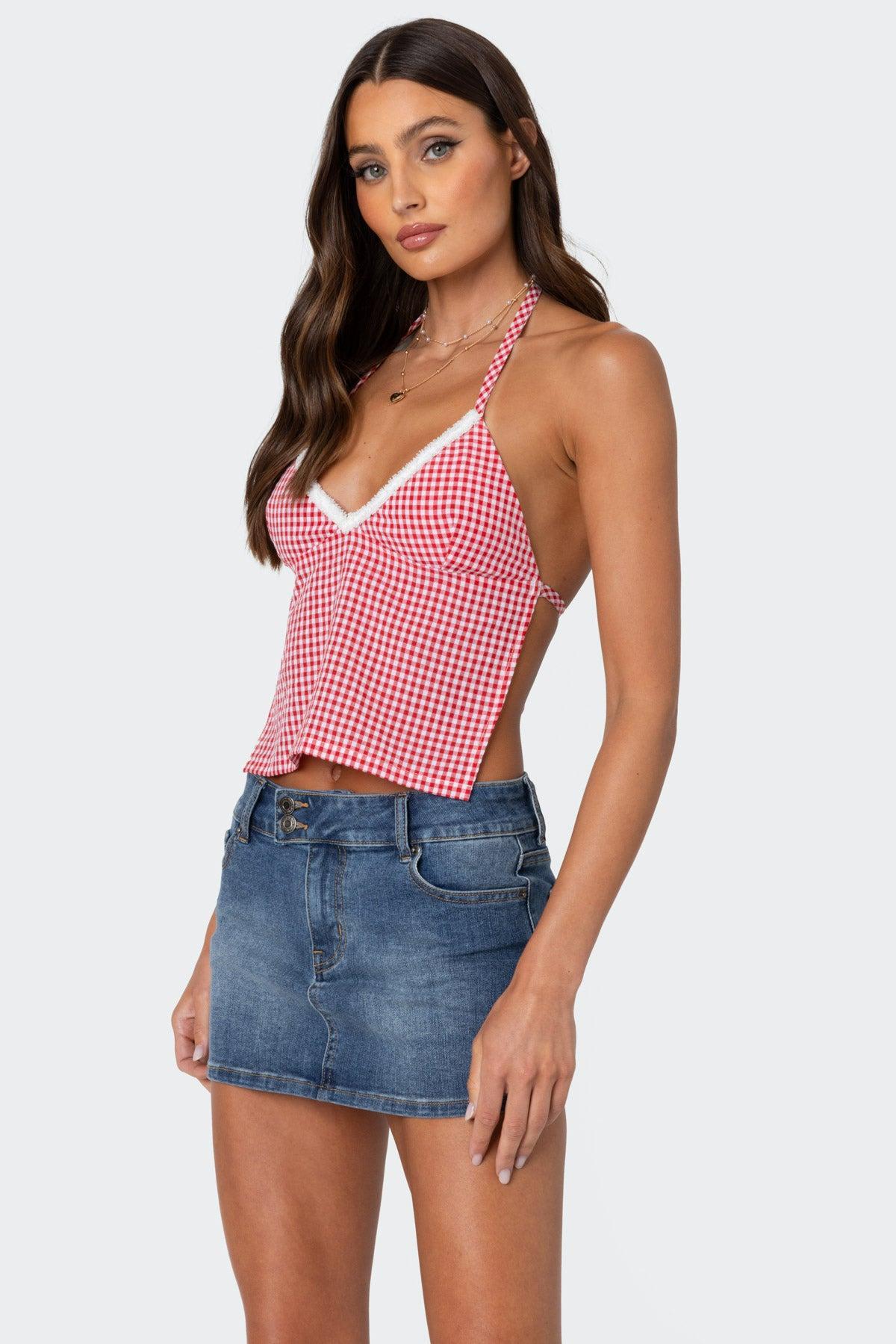 Charmaine Open Back Gingham Top Product Image