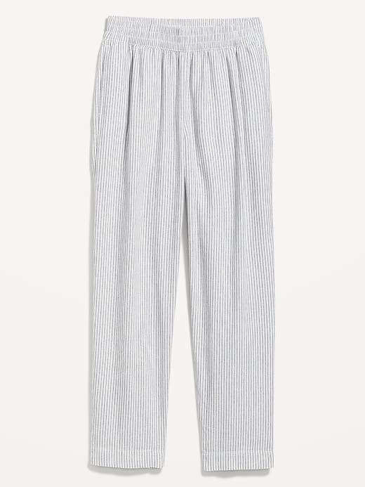 High-Waisted Linen-Blend Straight Pants Product Image