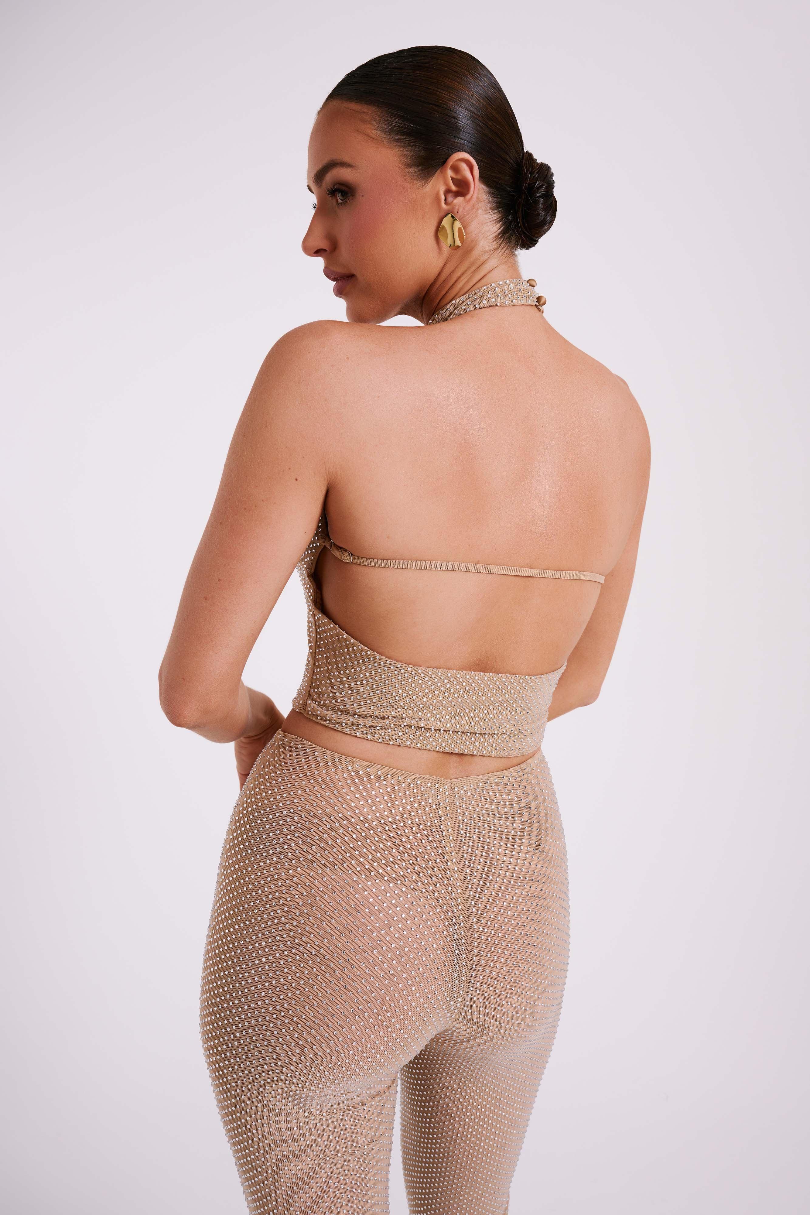 Mariah Diamante Halter Neck Top - Nude Product Image