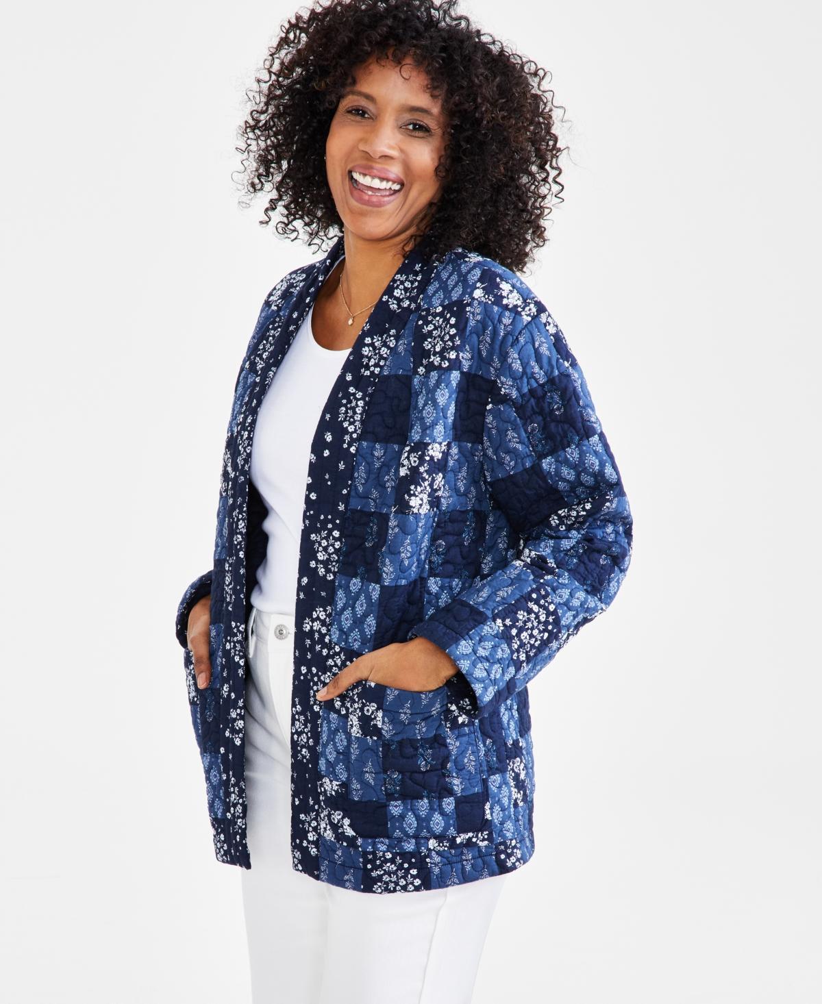 Style & Co Womens Patchwork Quilted Open-Front Jacket, Created for Macys Product Image