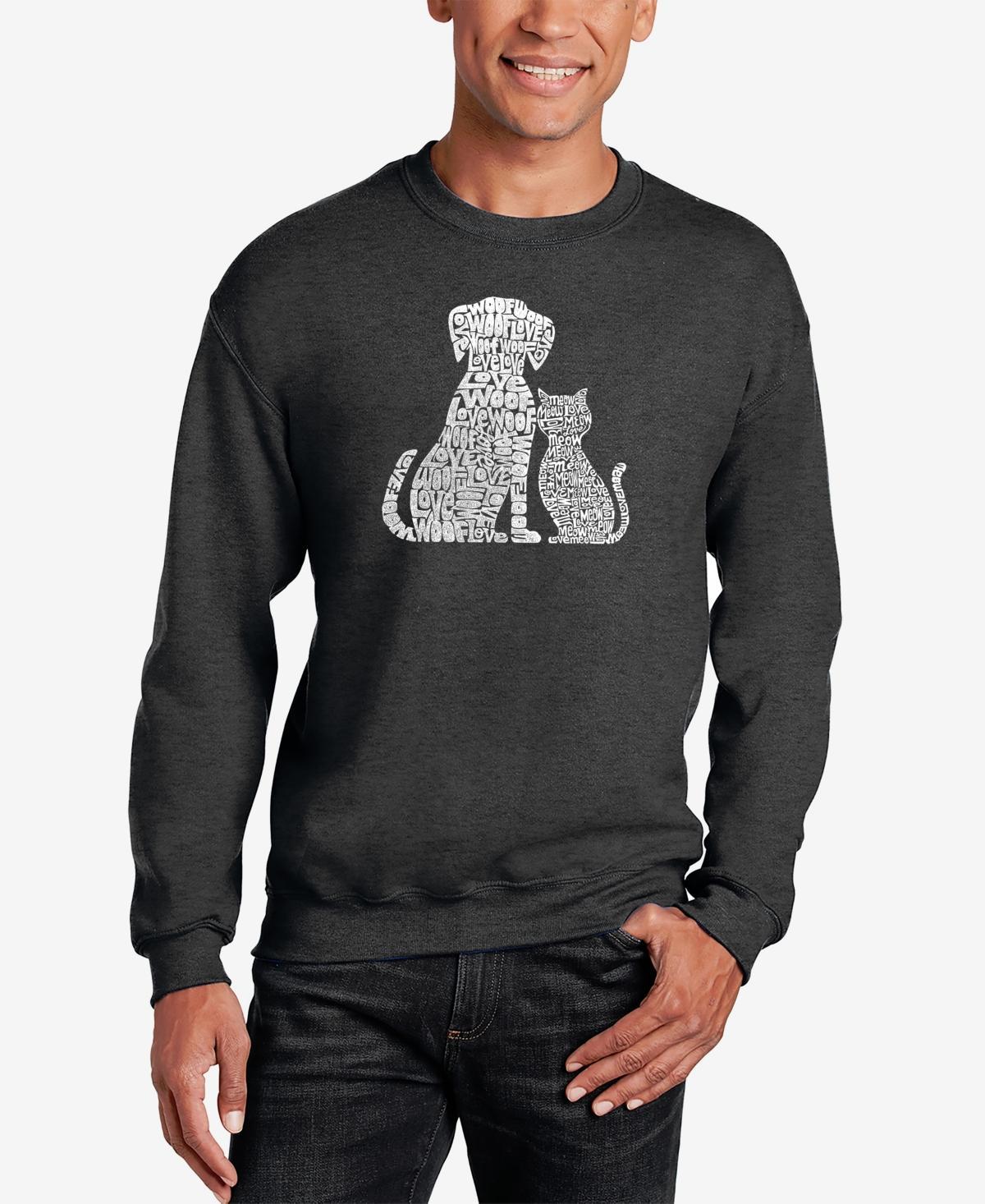 Mens Word Art Dogs and Cats Crewneck Sweatshirt Product Image