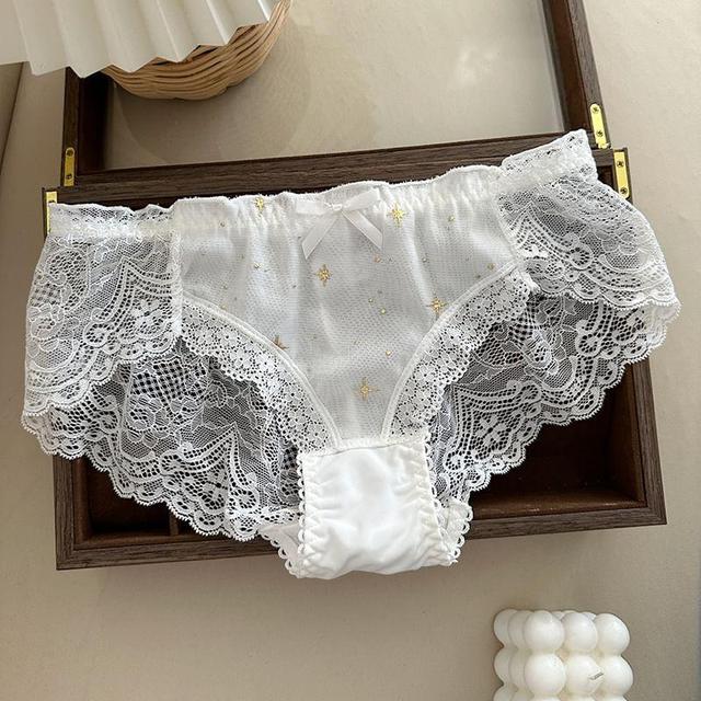 Star Embroidered Lace Trim Panty Product Image