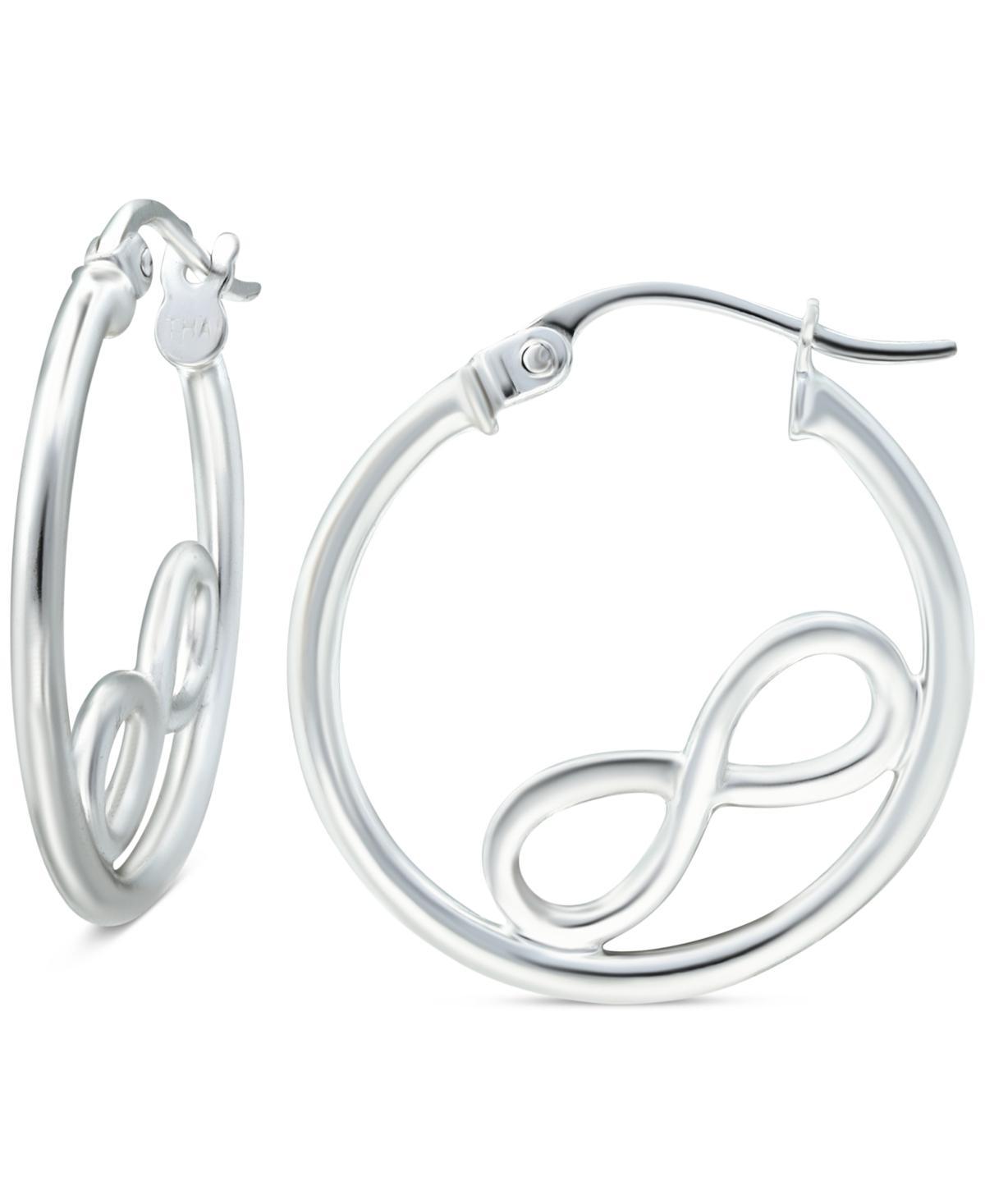 Aleure Precioso Sterling Silver Infinity Sign Center Hoop Earrings, Womens Product Image