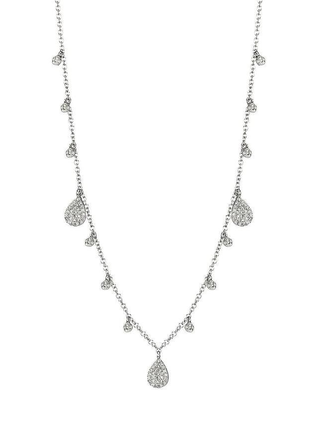 Womens 14K White Gold & Diamond Multi-Charm Necklace Product Image