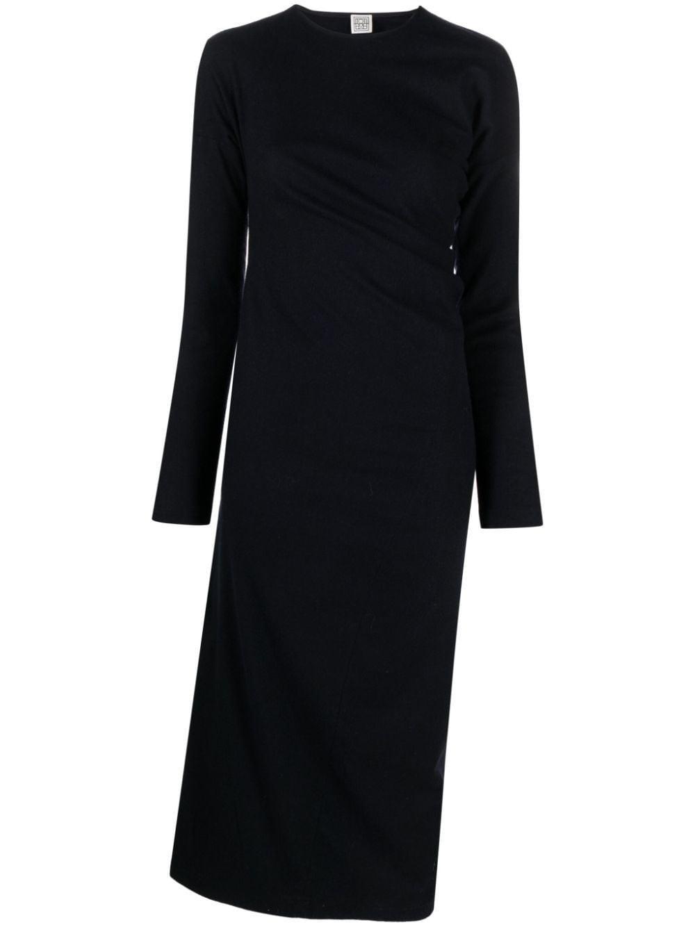 Long-sleeve Maxi Dress In Black Product Image