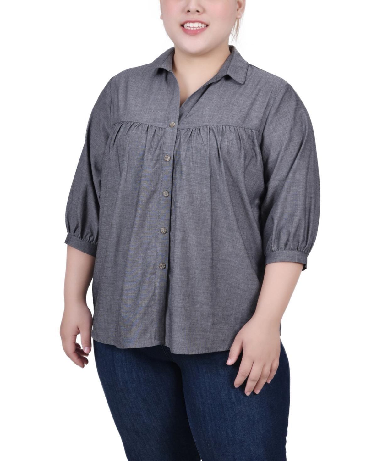 Ny Collection Plus Size Elbow Sleeve Blouse product image