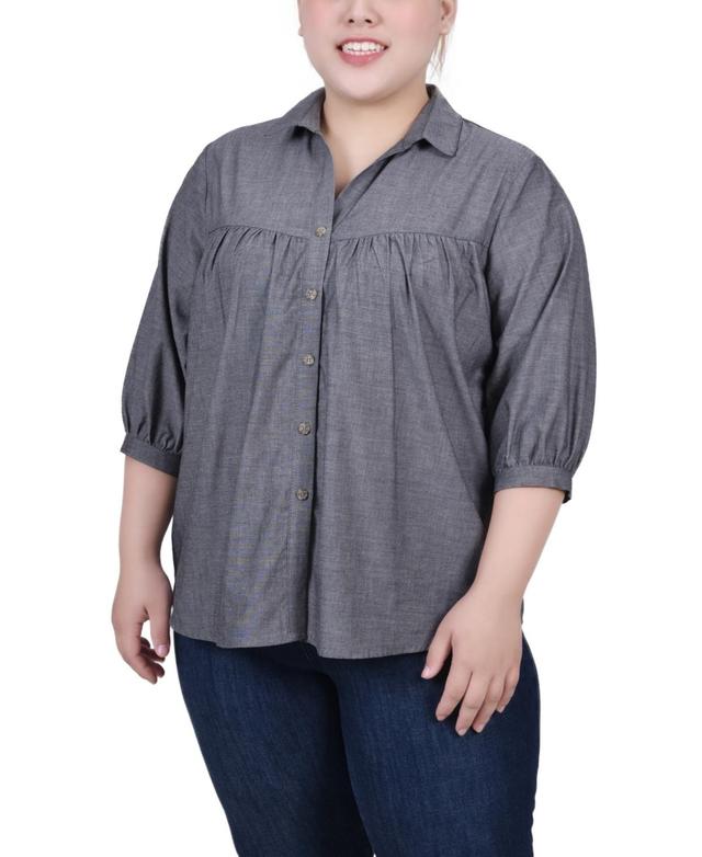 Ny Collection Plus Size Elbow Sleeve Blouse Product Image