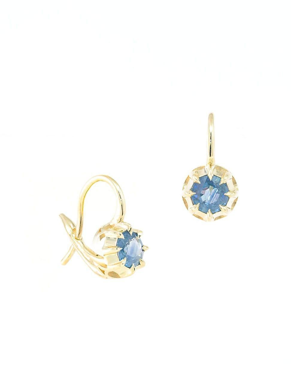 Womens Victorian 18K Yellow Gold & Blue Sapphire Drop Earrings Product Image