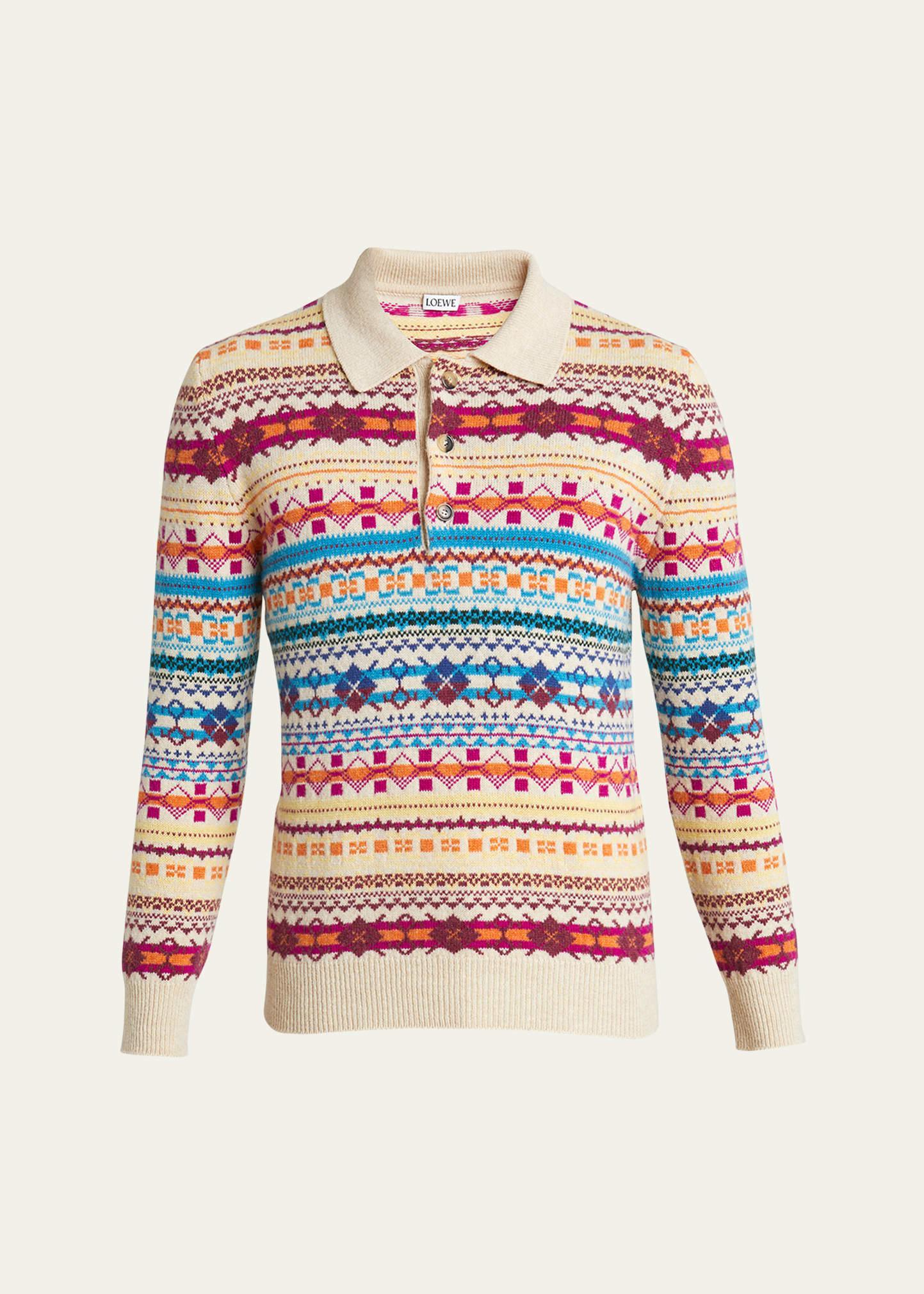 Mens Fair Isle Polo Sweater Product Image