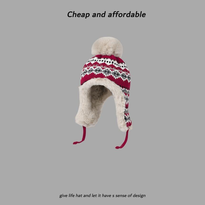 Pom Pom Pattern Trapper Hat Product Image