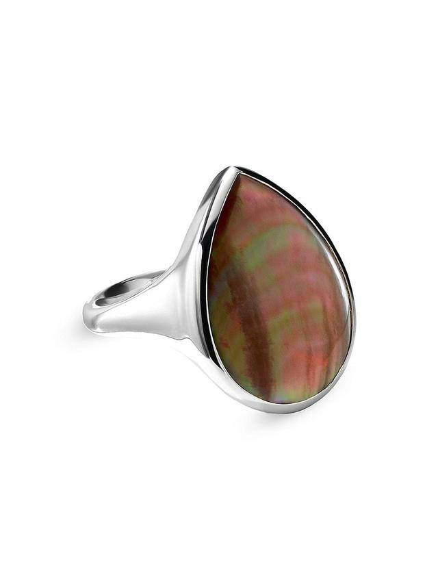 Womens Ondine Sterling Silver & Brown Shell Teardrop Ring Product Image