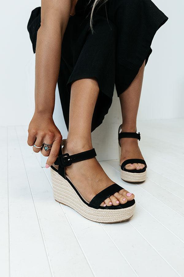 The Allis Faux Nubuck Wedge In Black Product Image