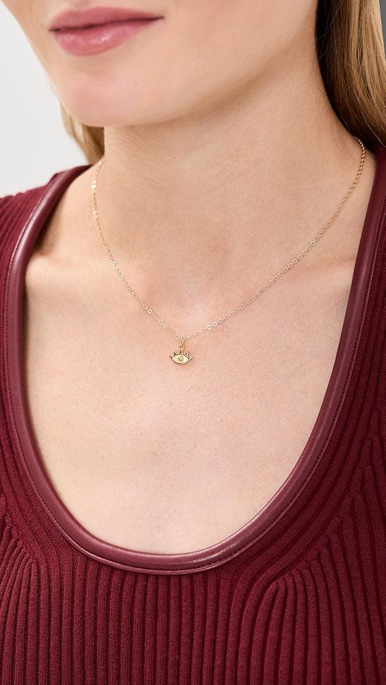 HART Small Evil Eye Charm Necklace on Dainty Chain | Shopbop Product Image