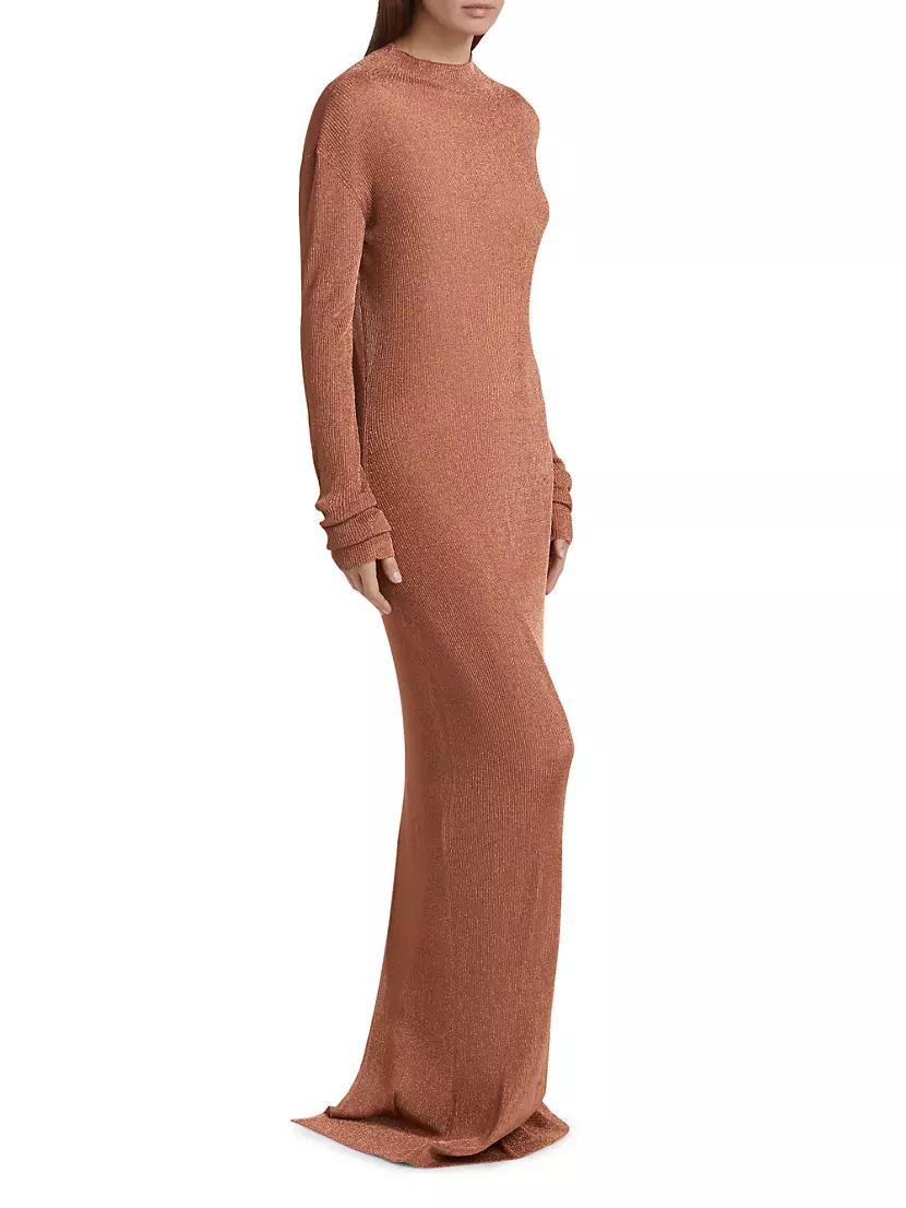 Metallic Stretch Mock Turtleneck Gown Product Image