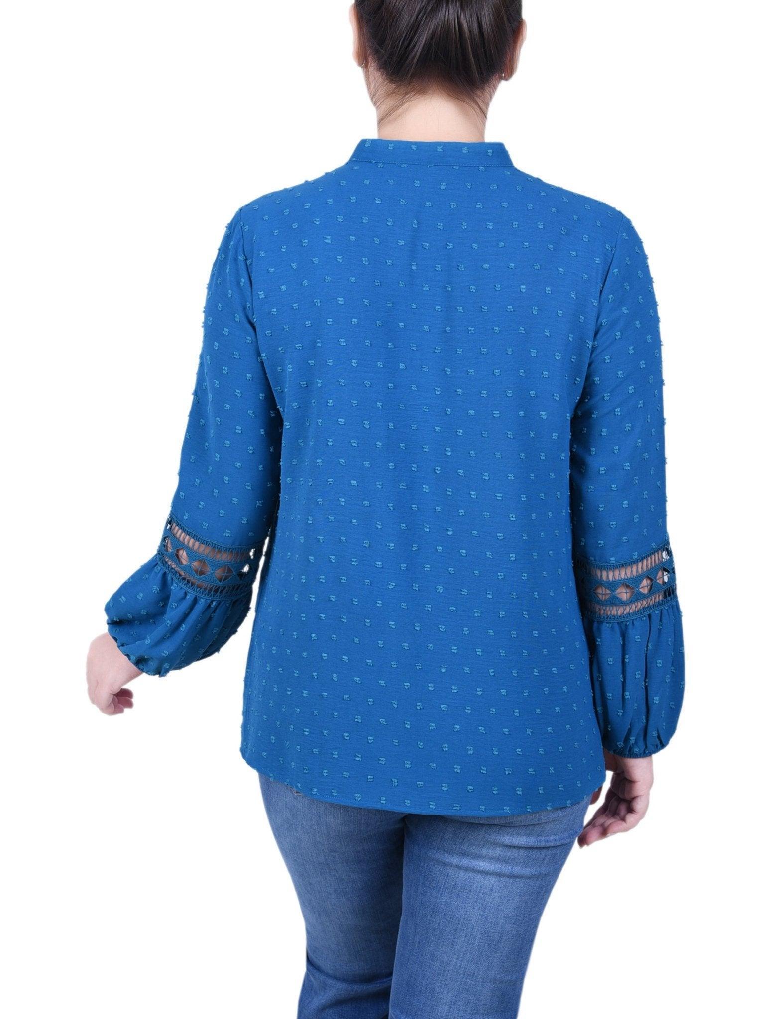 Long Sleeve Blouse With Crochet Trim - Petite Product Image