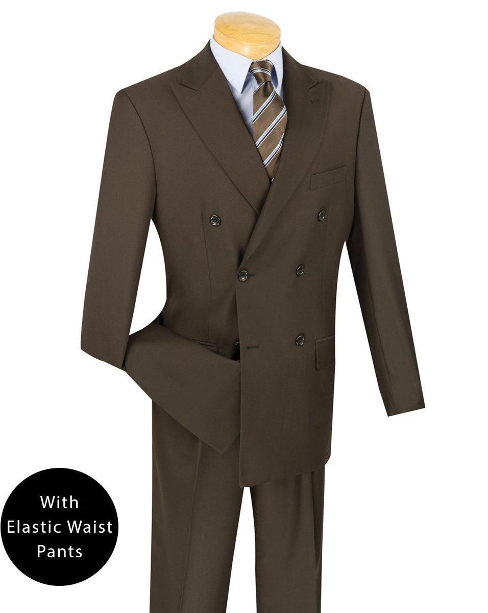 Ramses Collection - Brown Regular Fit Double Breasted 2 Piece Suit with Flexible Elastic Waistband Product Image