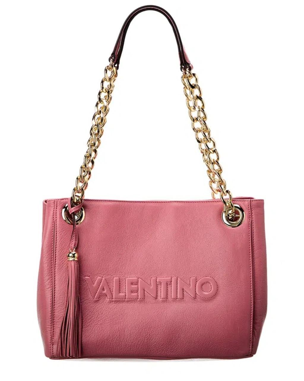 Luisa Embossed Leather Shoulder Bag In Pink Product Image