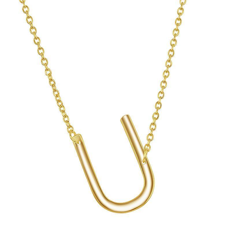 Sterling Silver Sideways Initial Necklace, Womens Gold Tone D Product Image