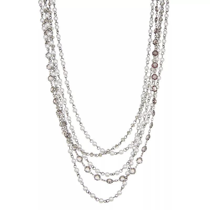 Simply Vera Vera Wang Simulated Pearl Collar Multi Row Necklace, Womens, Tone Product Image