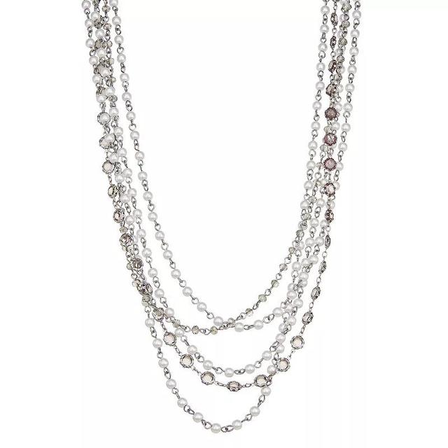 Simply Vera Vera Wang Simulated Pearl Collar Multi Row Necklace, Womens, Tone Product Image