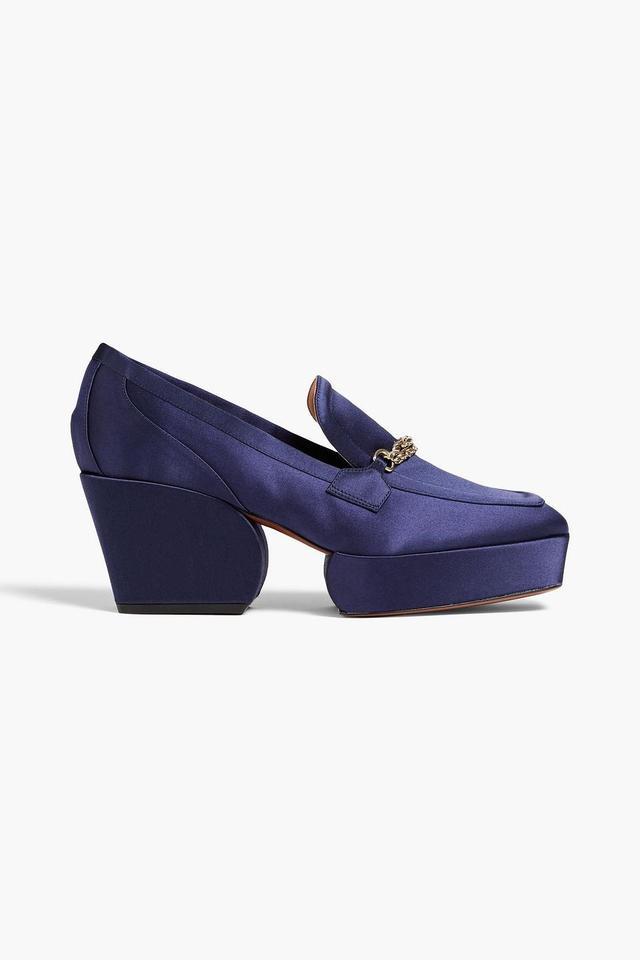 Loafers Aus Satin Mit Plateau Und Kettendetail In Navy Product Image