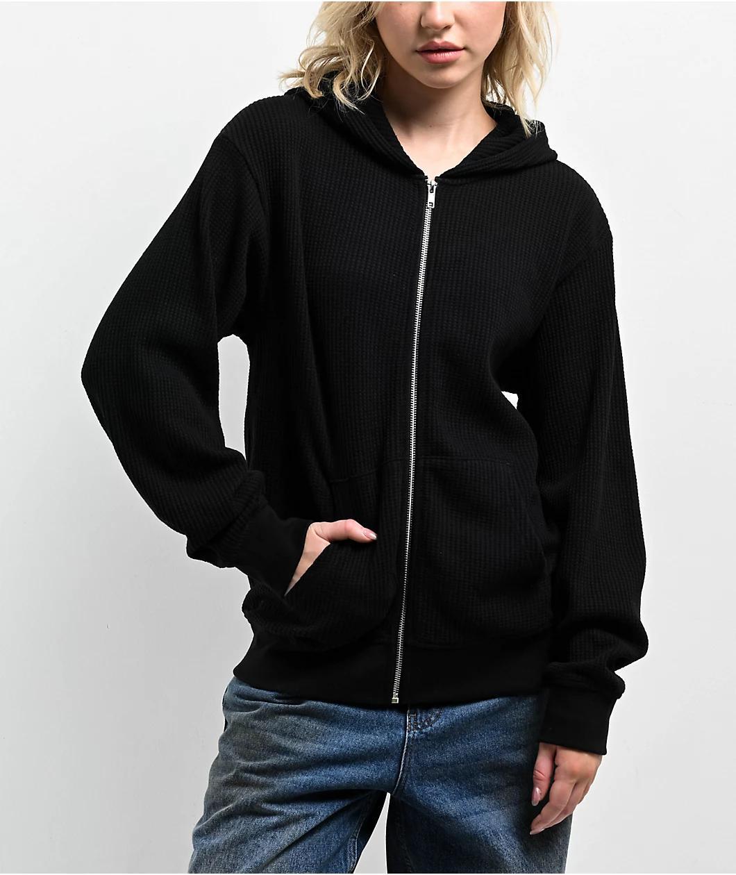 Zine Marusso Black Thermal Oversized Zip Hoodie Product Image