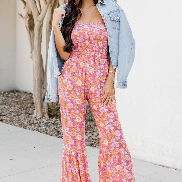 Aware of This Mauve Floral Print Flare Jumpsuit FINAL SALE Product Image