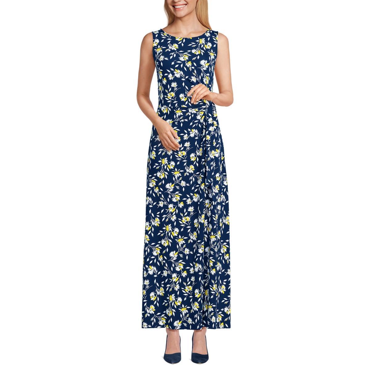 Lands End Womens Sleeveless Tie Waist Maxi Dress Product Image