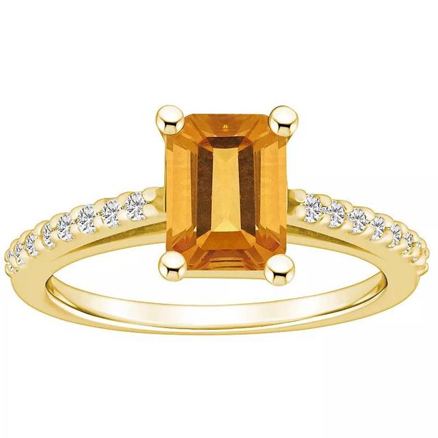 Alyson Layne 10k Gold Emerald Cut Gemstone 1/5 Carat T.W. Diamond Ring, Womens Citrine Product Image