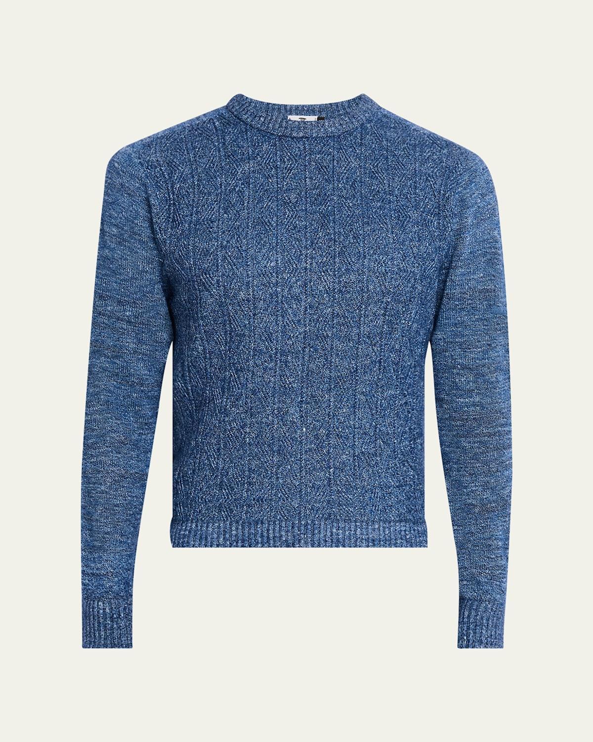 Mens Cashmere, Linen and Silk Cable Crewneck Sweater Product Image