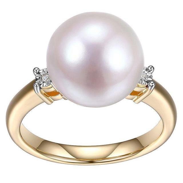 Maralux 18k Gold Over Sterling Silver Freshwater Cultured Pearl & Diamond Accent Ring, Womens White Product Image