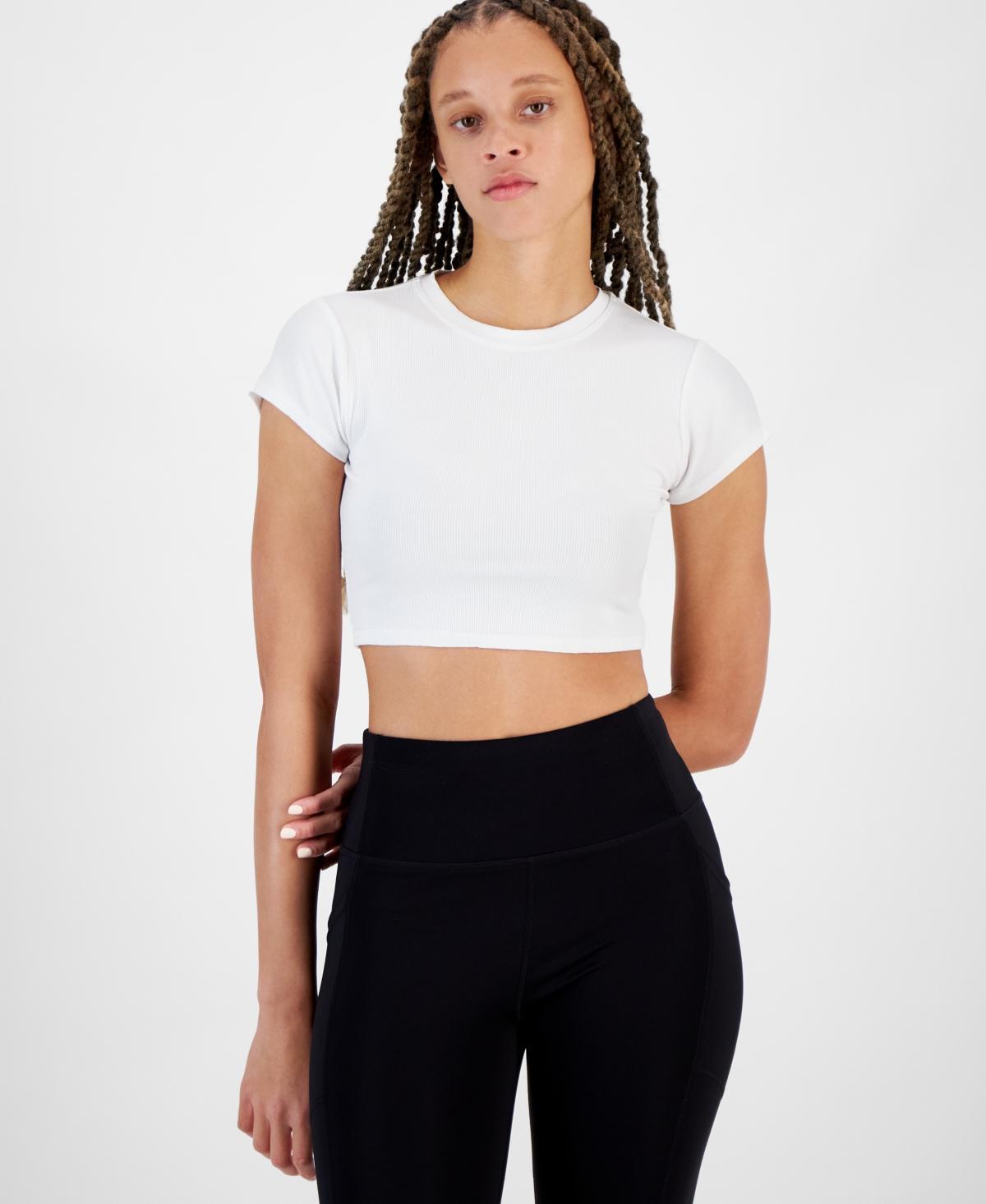 Id Ideology Womens Cropped Rib-Knit T-Shirt, Created for Macys Product Image