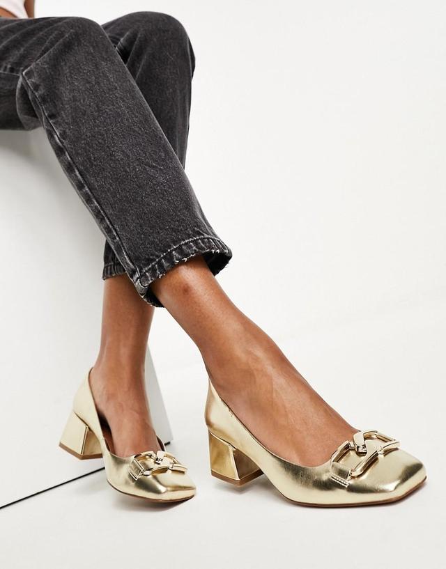 ASOS DESIGN Skylar chain detail mid heeled shoes Product Image