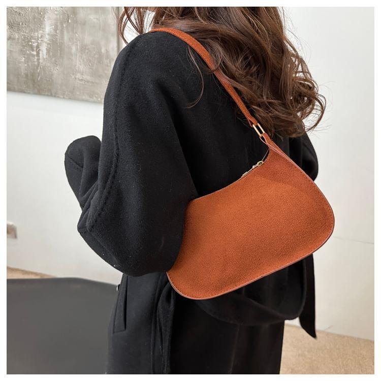 Plain Faux Suede Shoulder Bag Product Image