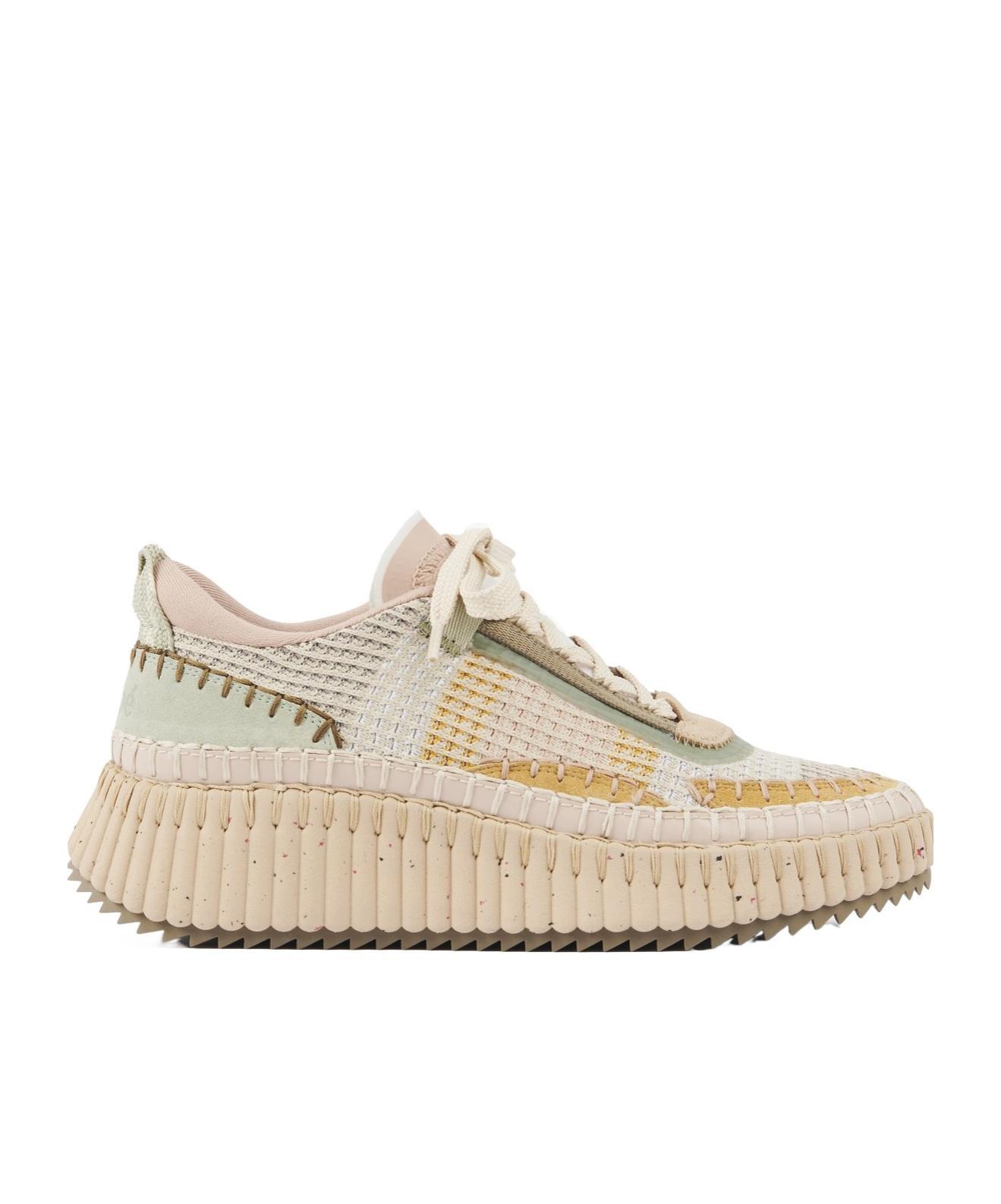 CHLOÉ Nama Stitch Walking Sneakers In Pale Green Product Image