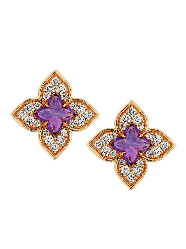 Womens Venetian Princess Carnivale 18K Rose Gold, Amethyst & 0.38 TCW Diamond Earrings Product Image