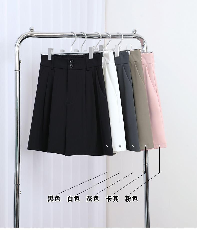 High Waist Plain Wide Leg Shorts Product Image