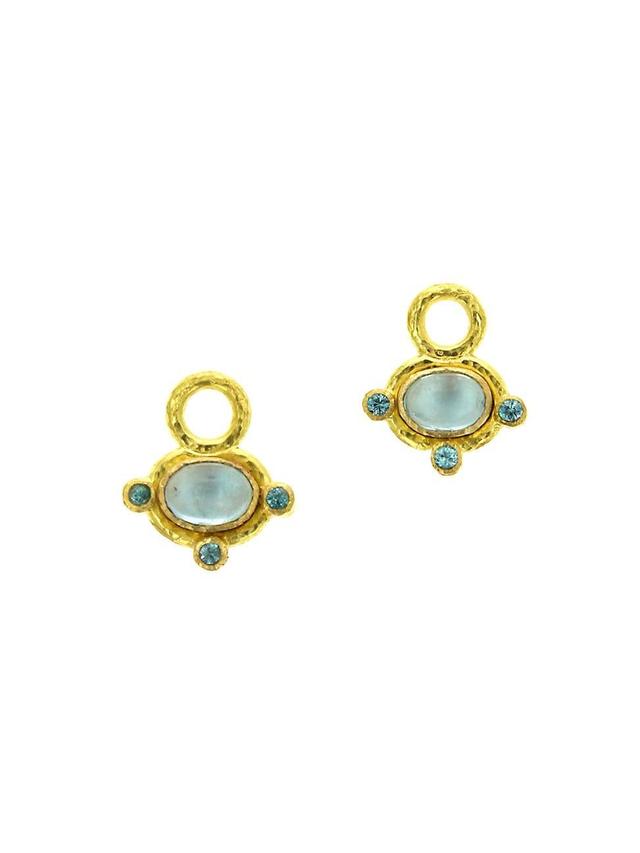 Womens Stone 19K Yellow Gold & Aquamarine Small Earring Charms Product Image