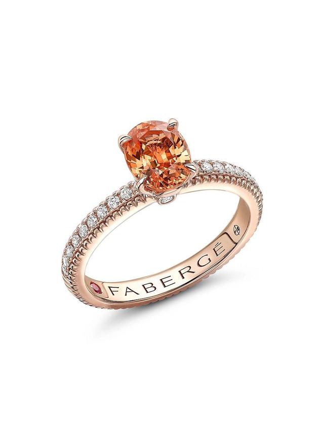 Womens Colors of Love Rose Gold Spessartite Fluted Ring with Diamond Shoulders Product Image