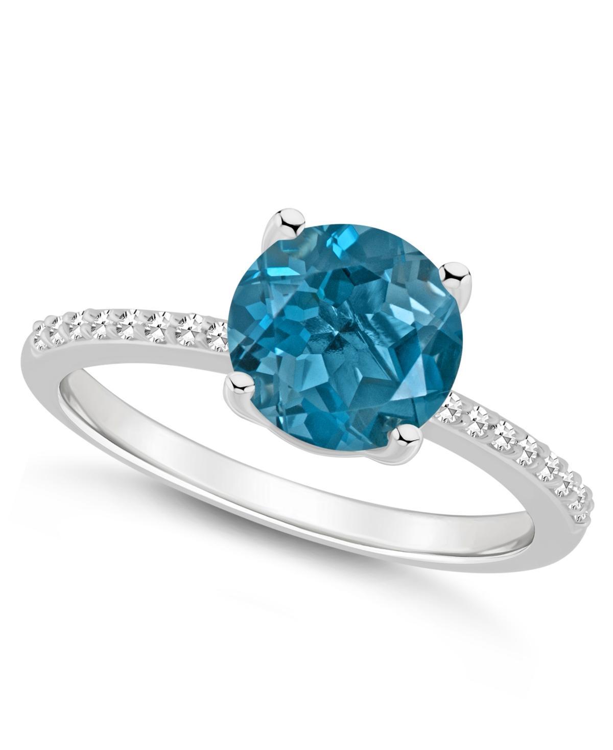 Macys London Blue Topaz (2-2/5 ct. t.w.) and Diamond (1/10 ct. t.w.) Ring in Sterling Silver Product Image