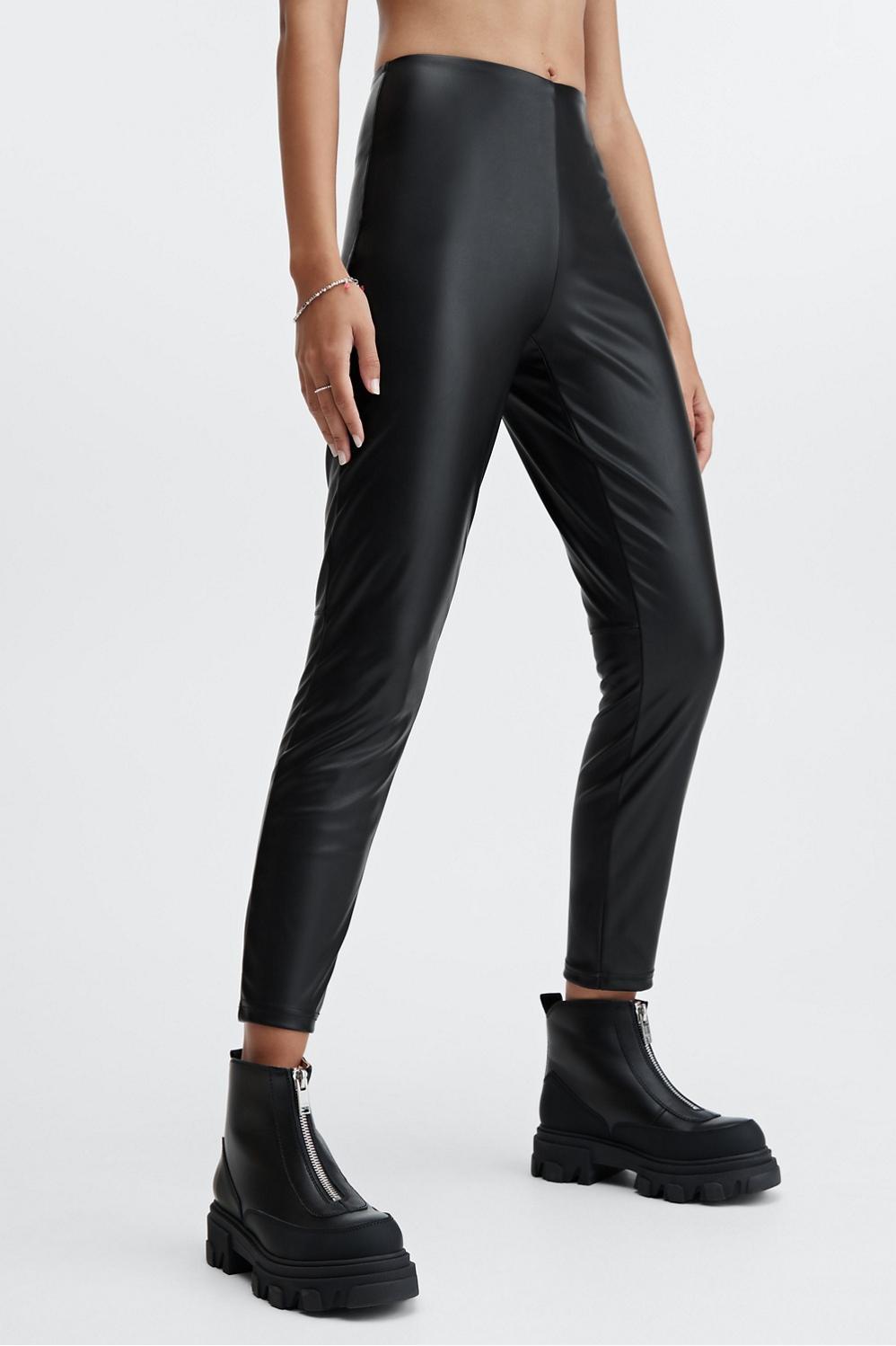 Fabletics High-Waisted Vegan Leather Legging Womens black plus Size 4X Product Image