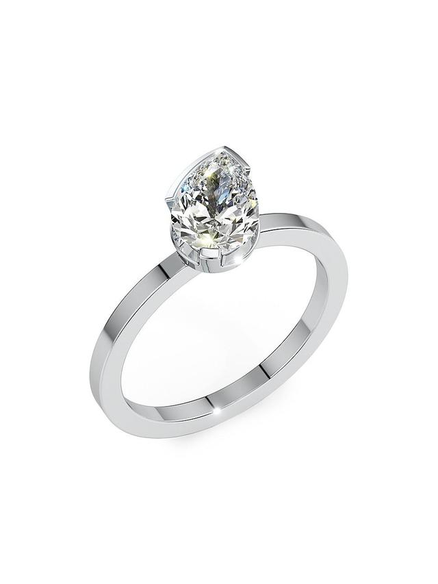 Womens Meta 18K White Gold & 1.02 TCW Lab-Grown Diamond Pear-Cut Solitaire Ring Product Image