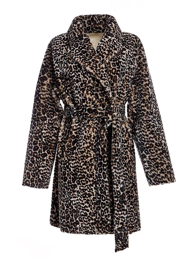 Womens Reversible Leopard Shearling Coat Product Image