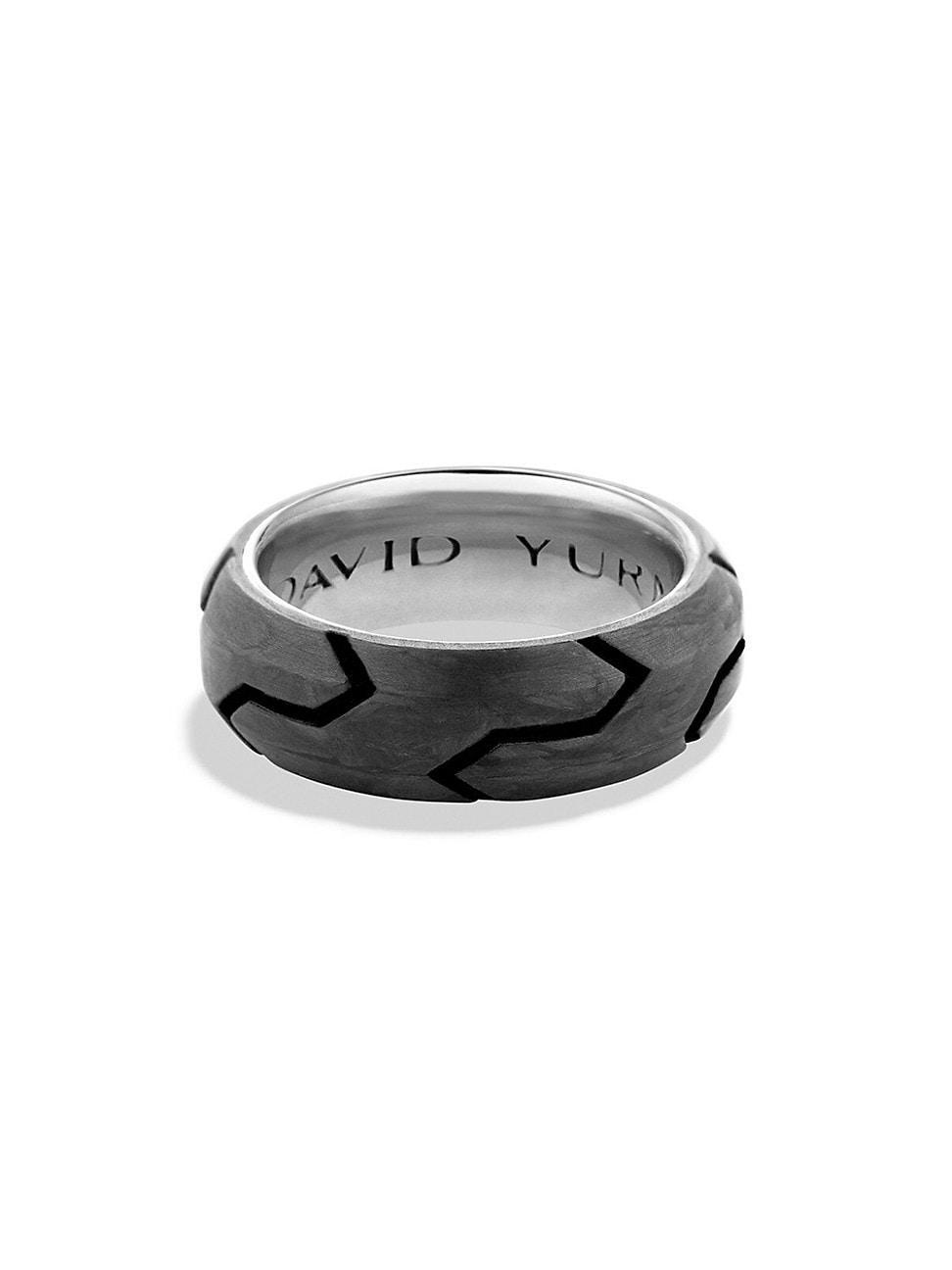 Mens Forged Carbon Beveled Band Ring in Sterling Silver, 8mm Product Image