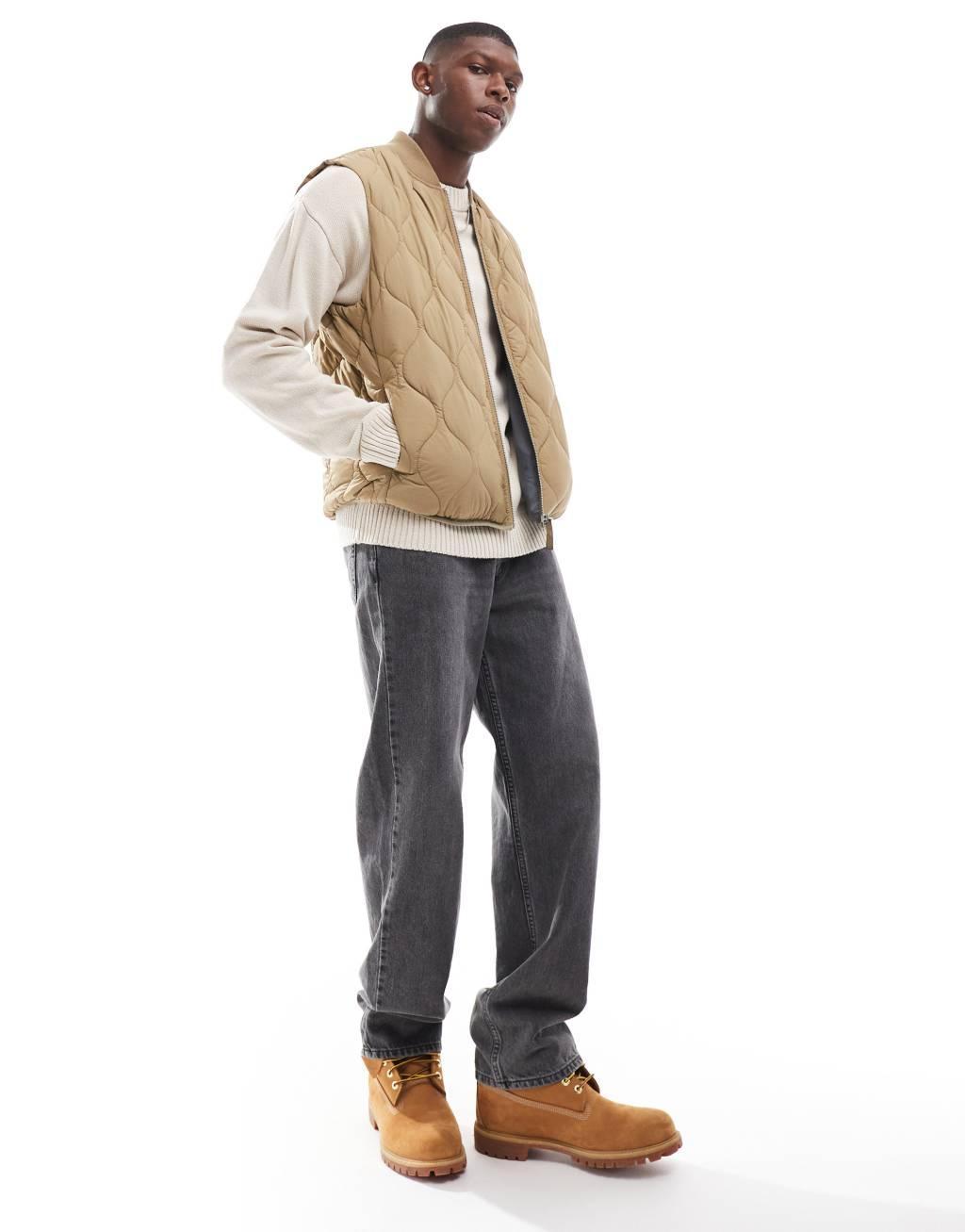 Jack & Jones quilted vest in beige Product Image