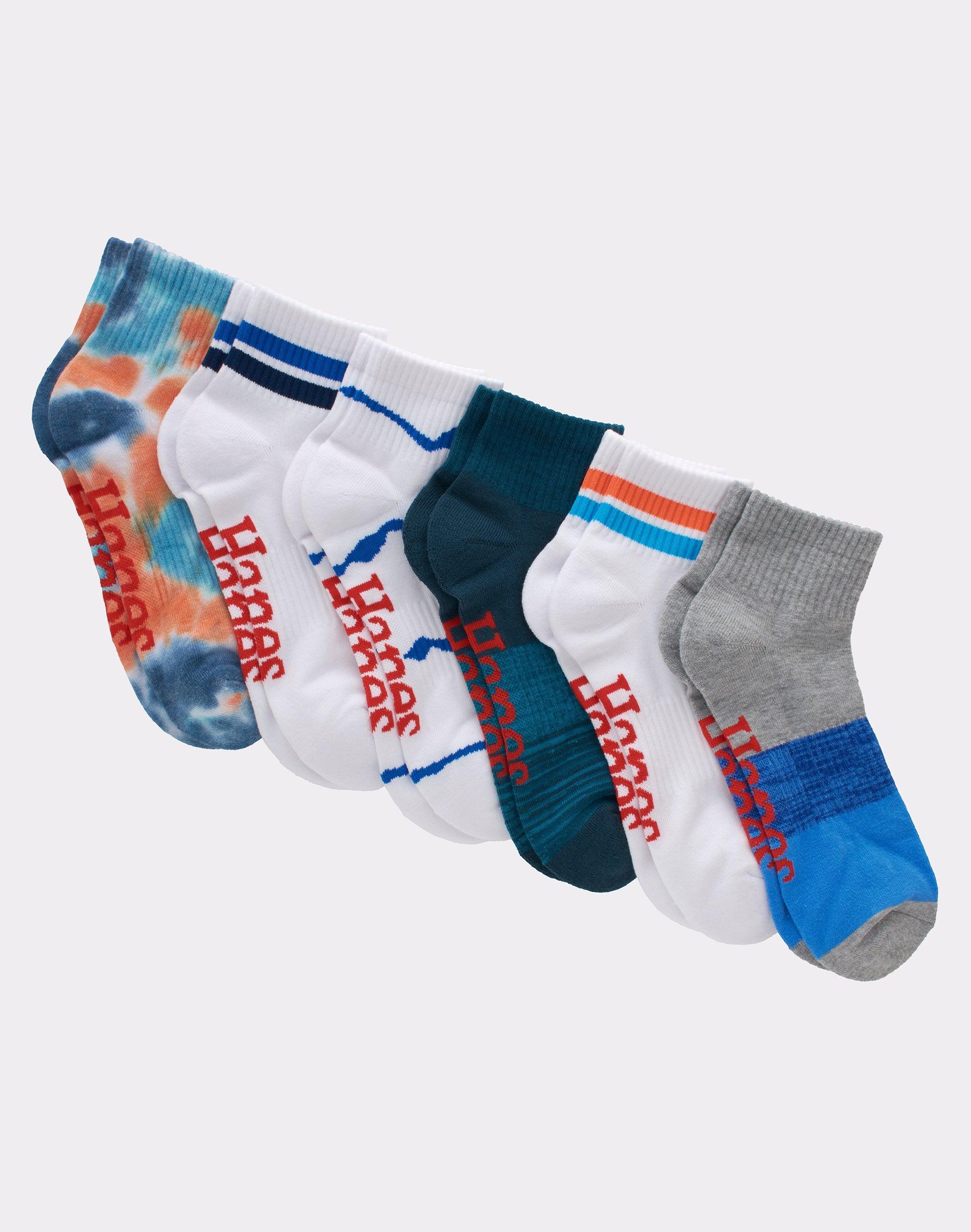 Hanes Originals Mens Ankle Socks, Moisture Wicking, 6-Pair Pack Blue Allure 6-12 Product Image