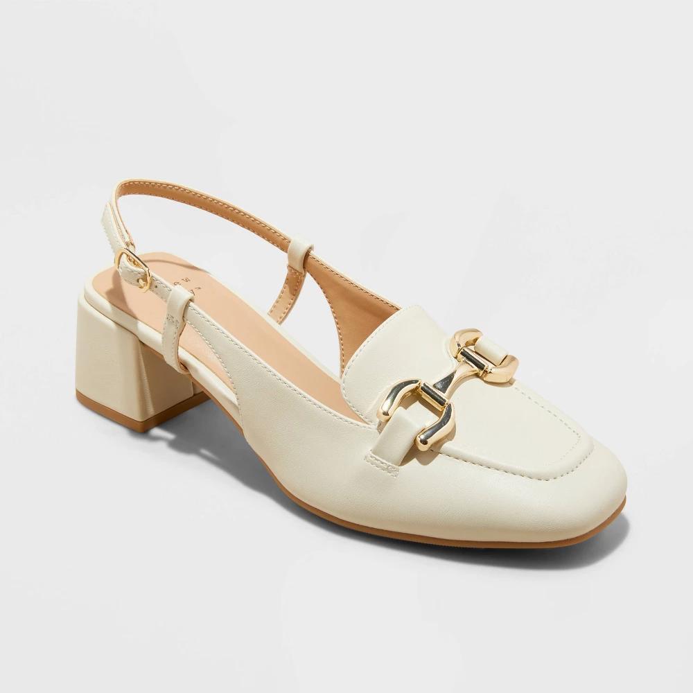 Womens Justina Slingback Heels with Memory Foam Insole - A New Day Cream 6.5 Product Image