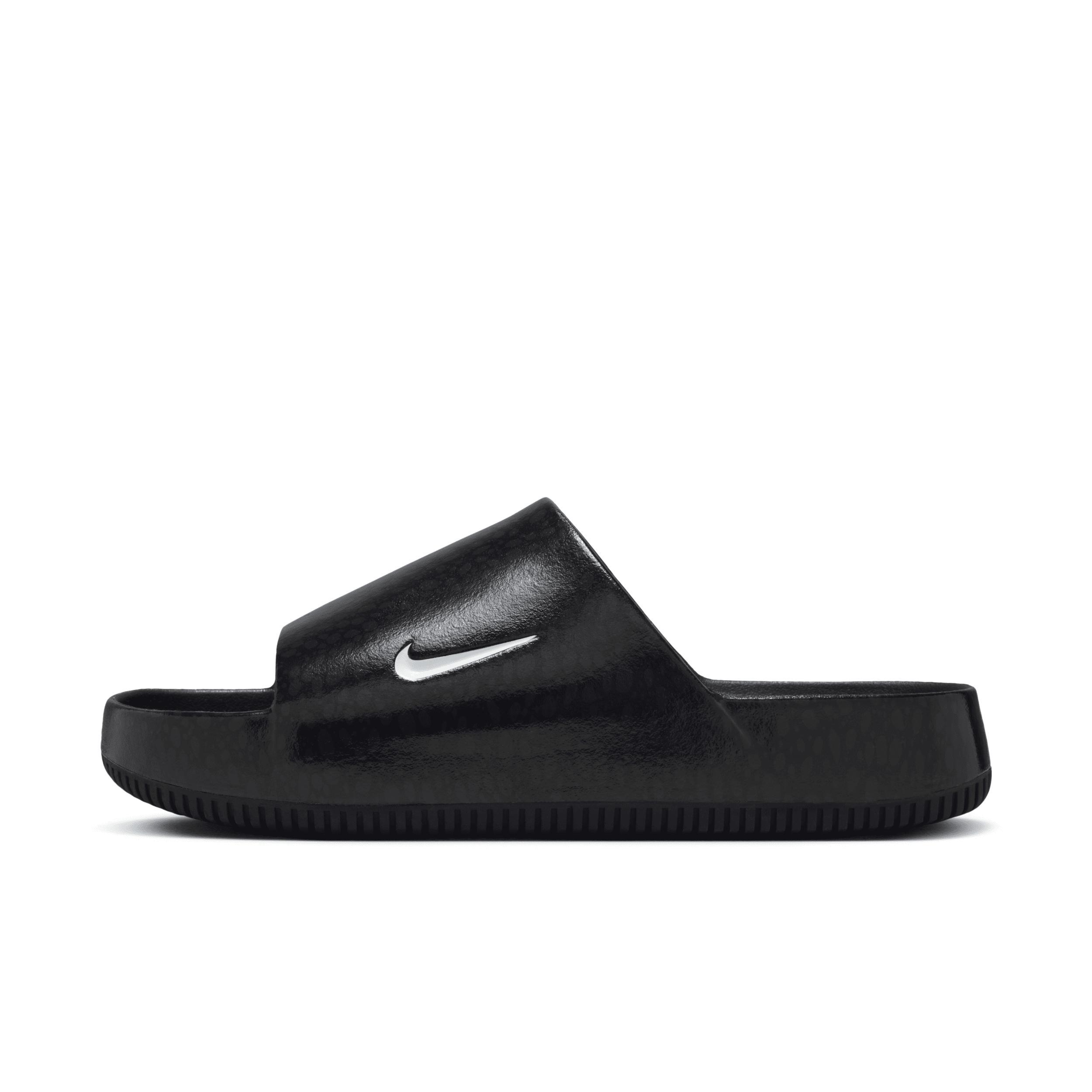 Nike Mens Calm Slides Print NS - Shoes Black/Anthracite/Football Grey Product Image