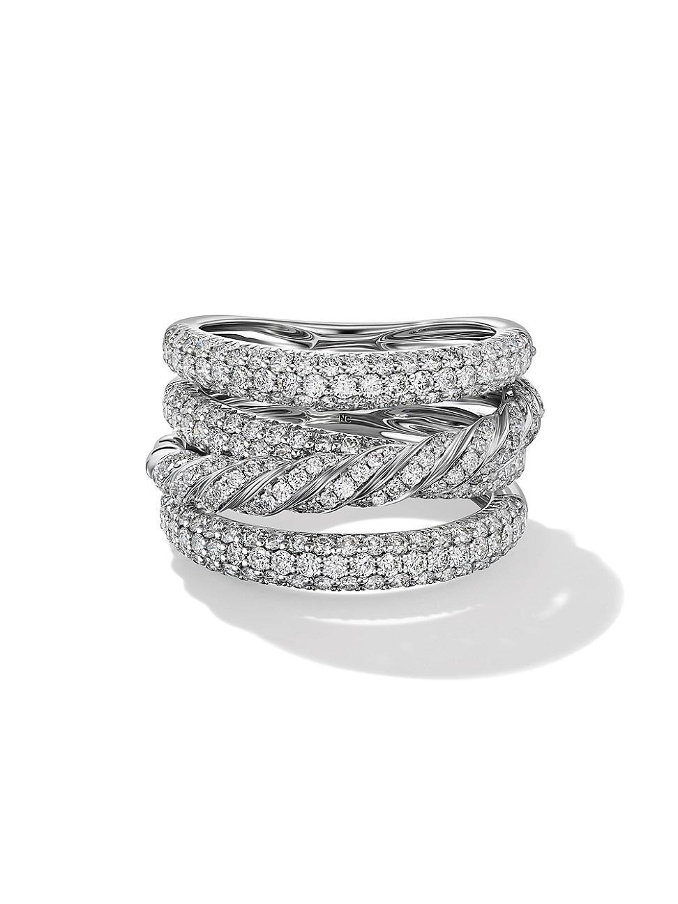 Womens Pavflex 4-Row Ring In 18K White Gold With Diamonds Product Image