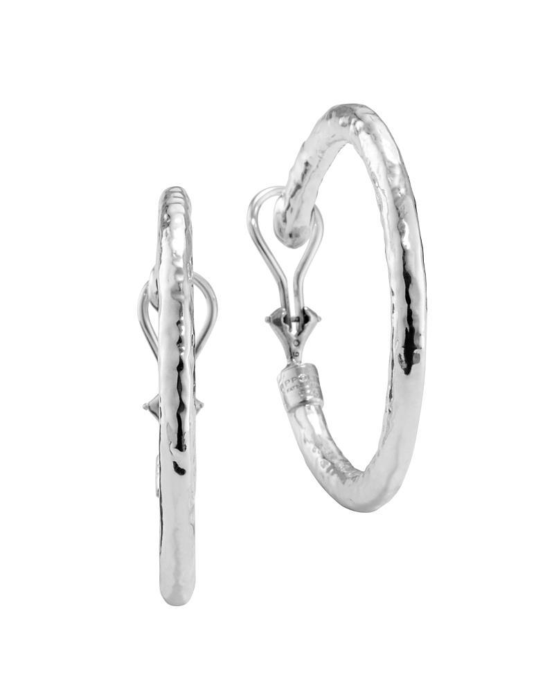 Womens Classico Medium Sterling Silver Hammered Hoop Earrings Product Image